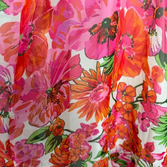 MultiStrap Fairycore Vacation Free People Inspired Pink Floral Maxi Dress Sz L - Picture 3 of 11